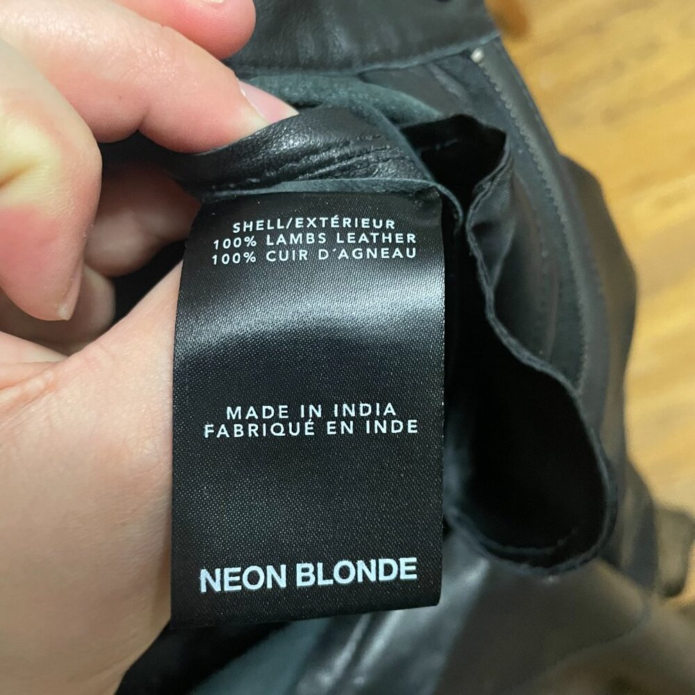 Free People (Neon Blonde) ‘Nadia’ High-Rise Genuine Lamb Leather Pants Size 28 - Picture 9 of 13